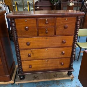 Victorian Cedar 7 Drawer Chest with Bobbin Columns C1880