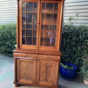 Early cedar 2 Height Bookcase with Extensive Crossbanding C1850