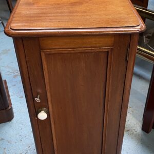Victorian Mahogany Bedside with Porcelain Handle and Keyed Lock