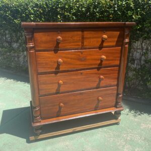 Large Early Cedar 5 Drawer Chest with Half Columns C1850