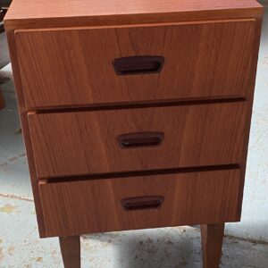 Mid Century Teak 3 Drawer Bedside
