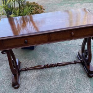 Early Cedar Lyre Ended 2 Drawer SideTable C1860