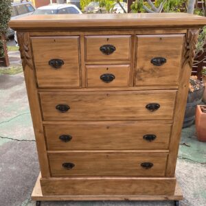 Late Victorian Pine 7 Drawer Chest with Original Hardware C1900