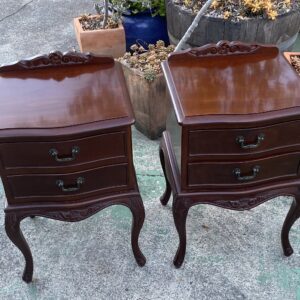 Pair of Carved Cedar Bedsides