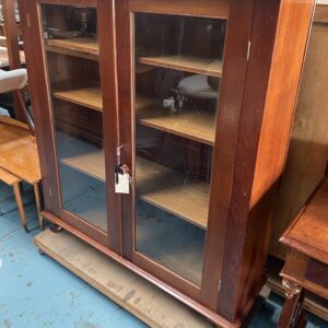 Victorian Cedar 2 Door Bookcase with Turned Feet C1880