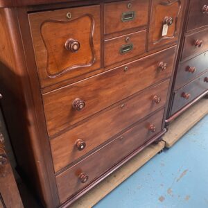 Victorian Cedar 7 Drawer Chest with Turned Feet C1880