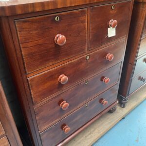 Victorian Cedar 5 drawer Chest on Turned Feet C1880