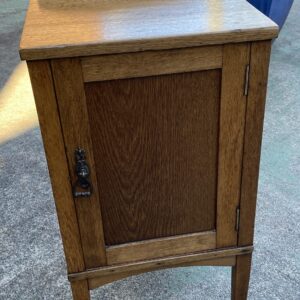 Federation Oak Single Door Bedside with Beard Watson Label