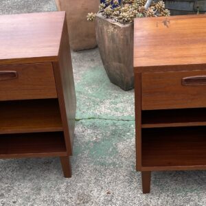 Hard to Get Pair of Teak Bedsides with Drawer and Adjustable Shelf(410w x 410d x 550h)