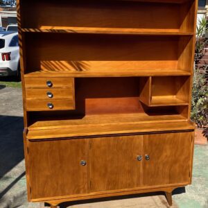 Mid Century Sideboard with Pull out Desk in Pine (1360w x 400d x 1820h)