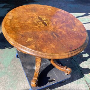 Quality Inlaid Burr Walnut Tilt Table C1885 (1320l x 980w x 720h)