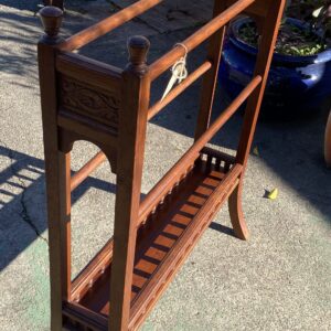 Late Victorian Cedar Towel Rail with Finials and Carved Ends C1900