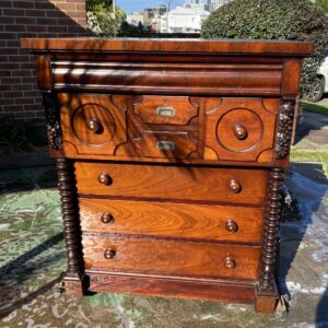 Victorian Cedar Full Column 8 Drawer Chest with Original Hardware C1880 (1235w x 615d x 1420h)