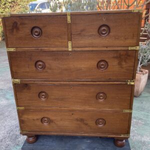 Victorian Teak Brass Bound Campaign Chest (875w x 430d x 1025h)