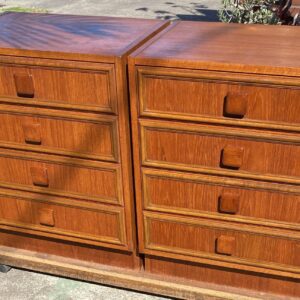 Pair of Mid Century Teak 4 Drawer Bedsides (610w x 440d x 730h)