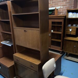 Mid Century 2 Height Cabinet with Drawer and Drop Down Section (760w x 400d x 1870h)